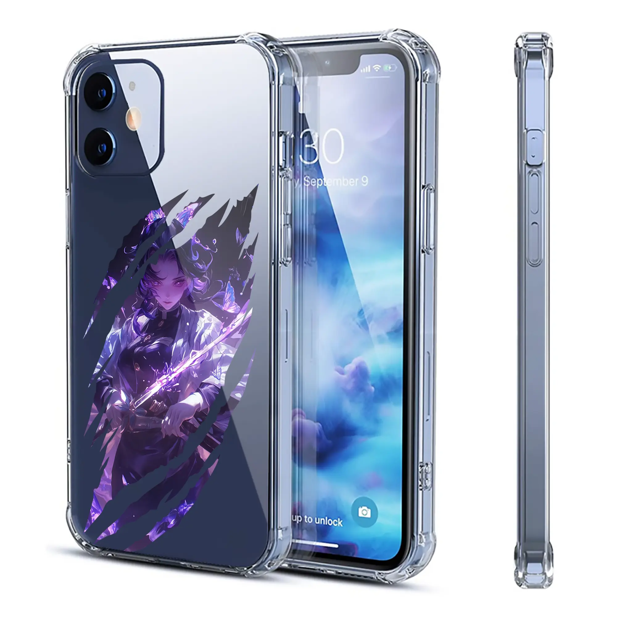 鬼滅の刃 グッズ,胡蝶 しのぶ - IPhone 12シリーズ対応 ・ 透明スマホケース ・ クリアソフトケース ・ TPU素材 ・ 耐衝撃 ・ 高密着 ・ 防汚 防指紋 ・ 簡単着脱